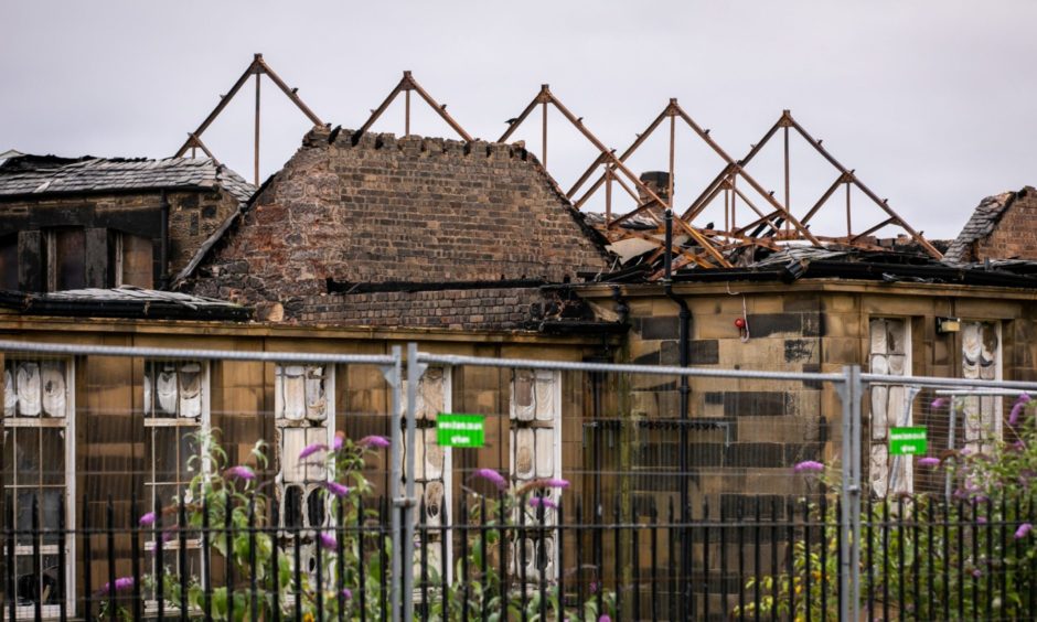 The fire destroyed the ex-Viewforth High School building