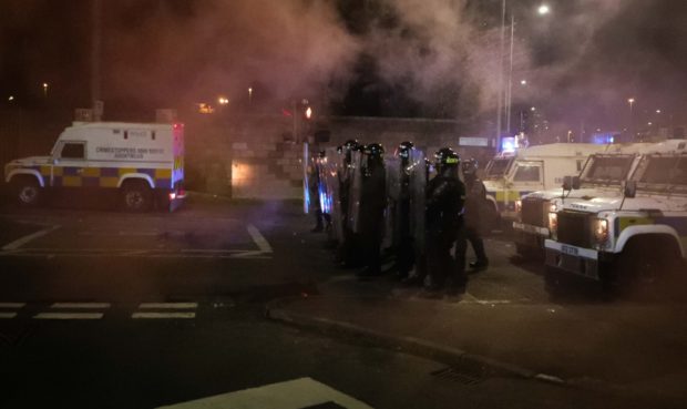 Loyalists in conflict with PSNI in Tiger's Bay area of North Belfast on Friday night.