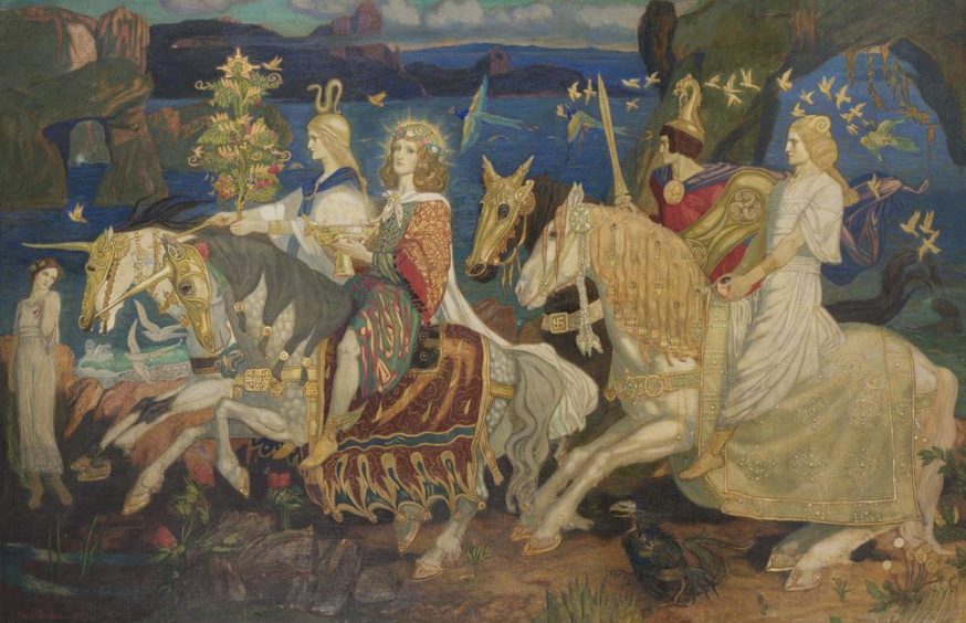 The Riders of the Sidhe by John Duncan (tempera on canvas, 1911) is in Dundee's McManus Galleries.