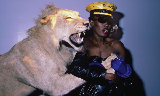 Volker Hinz, Grace Jones at 'Confinement' theme, Area, New York, 1984.