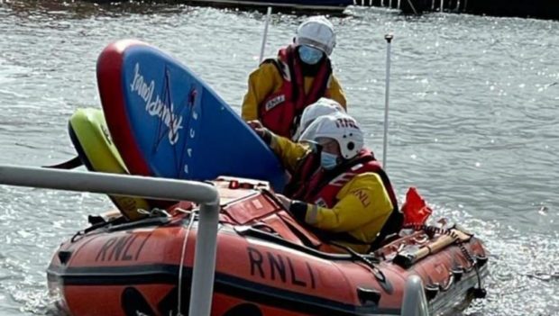 Broughty Ferry RNLI volunteers rescued the paddleboarders.