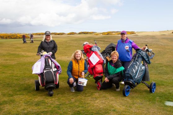 Lynn Coull, Doreen Leask, Ruth Clark and Edna Wallwark during their 100-hole challenge.