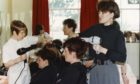 Students at Angus College were making use of their hairdressing talents in February 1993 as they provided cuts and styles in aid of Leukaemia Research.