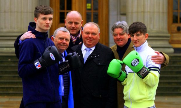 St Francis Boxing Club legend Joe Duffy (second left) pictured here in 2016.