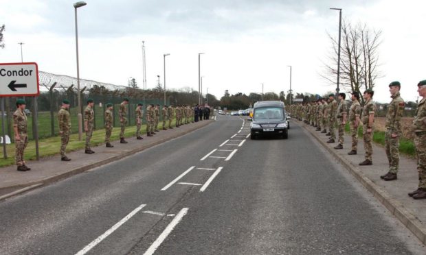 Royal Marines formed an honour guard for the passing cortege of James Meek.