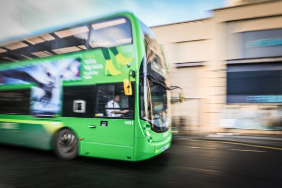 Courier/Tele News. File pics of Stagecoach and Xplore Dundee buses at High Street/Nethergate. Pic shows; Xplore Dundee Bus in Dundee. Tuesday, 22nd January, 2019. Kris Miller/DCT Media.