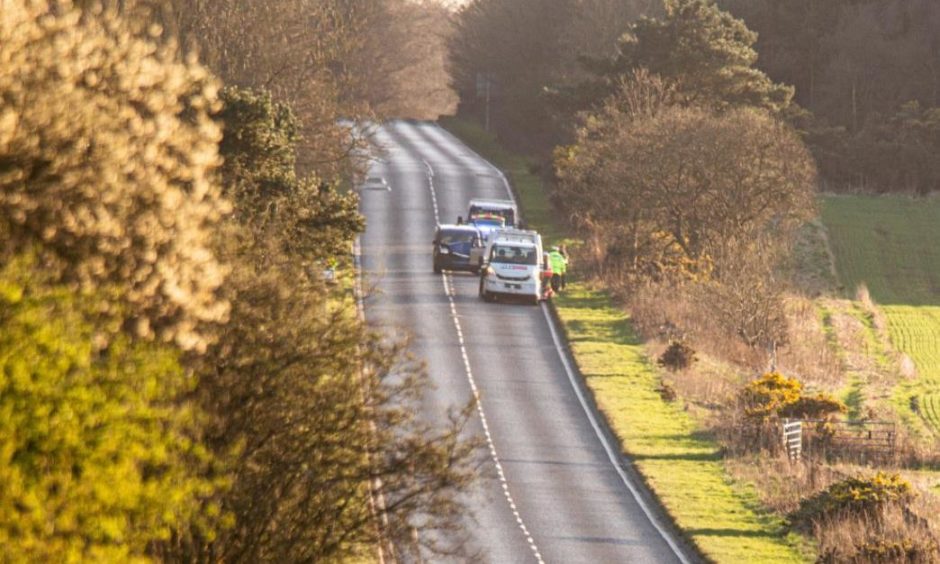 A recovery vehicle at the scene of the incident on the A915 Standing Stane Road, between Leven and Kirkcaldy.