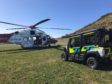 Coastguard helicoper and mountain rescue teams were called into action to bring an injured walker to safety.