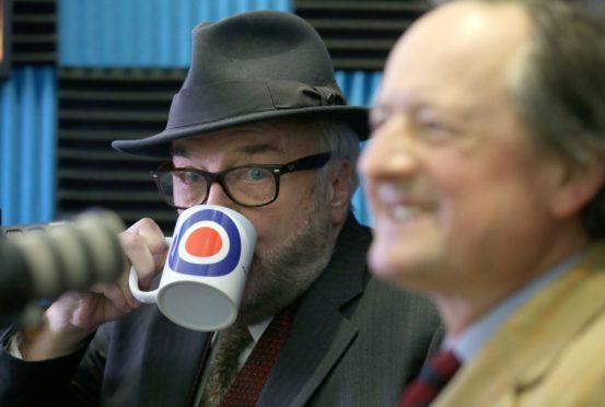 George Galloway and Jamie Blackett during the launch of the Alliance 4 Unity party's manifesto for the Scottish Parliamentary election in Glasgow. Image: PA