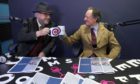 George Galloway and Jamie Blackett(r) during the launch of the Alliance 4 Unity party's manifesto for the Scottish Parliamentary election, at reflexblue studio, Glasgow.