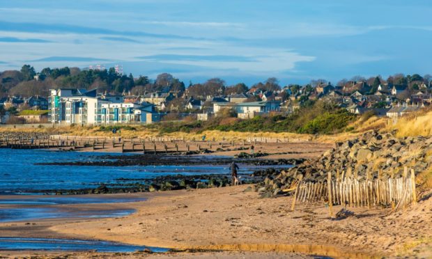 Monifieth beach, where 50 youths gathered at the weekend.