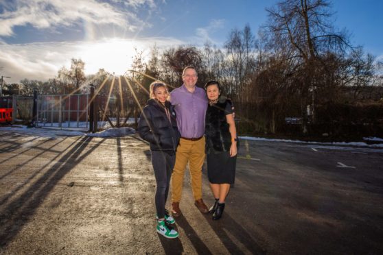 Fergus McCallum alongside wife Isara McCallum (right) and daughter Mia McCallum (left) in Rie-Achan Car Park, Rie-Achan Road, Pitlochry.