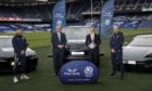 (L-R) Scotland player Ali Price, Peter Vardy Group Chairman, Sir Peter Vardy DL, Peter Vardy Group Chief Executive, Peter Vardy and Scotland Head Coach Gregor Townsend at the launch of the new deal.