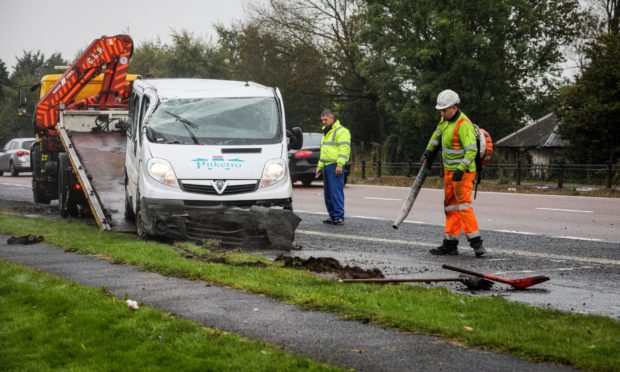 The aftermath of a crash on the A90 last year.