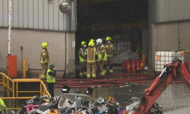 Firefighters at the Shore Recycling Centre.