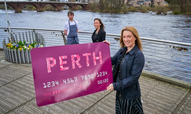 Emily Queen, city and town centre management officer for Perth and Kinross Council, Helen MacKinnon, Perth Festival of the Arts and Andrew Moss, North Port Restaurant.