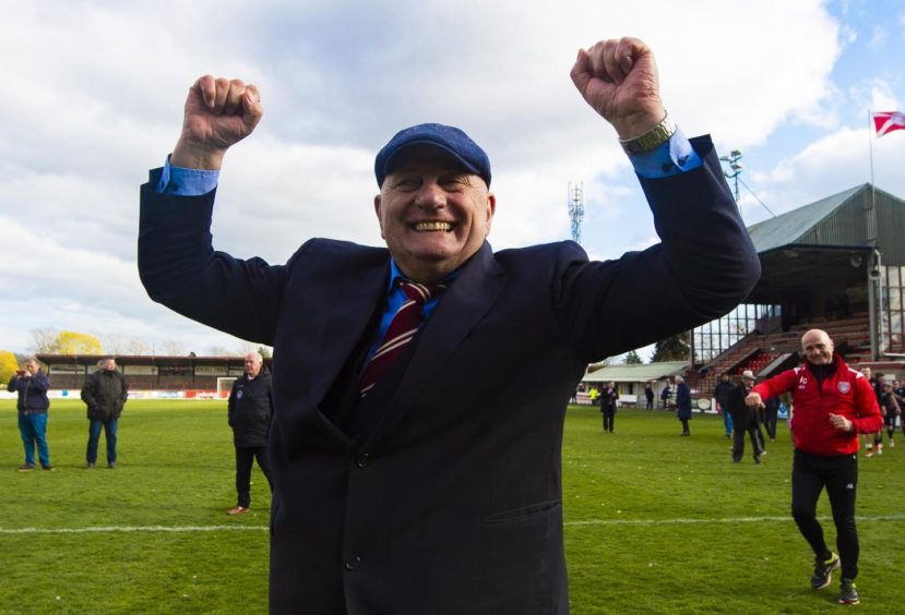 Dick Campbell celebrating a win for Arbroath