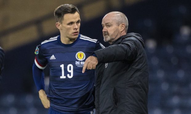 Lawrence Shankland with Steve Clarke.