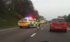 Police set up a partial closure of the eastbound carriageway of the A92.