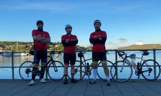 Sandy Gray, David Gray and Stewart Millar ready to set off from Oban.