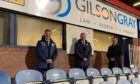 Jonny McInally, commercial manager, Dundee FC; Lindsay Darroch, Partner and Head of Dundee Office, Gilson Gray and Dark Blues MD John Nelms.