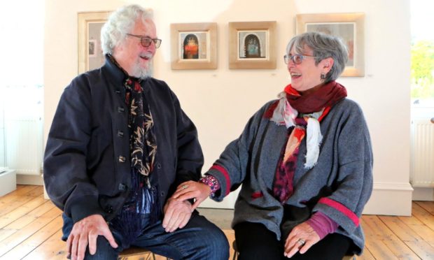 Artists Charles MacQueen and Christine Woodside at the Tatha Gallery in Newport.