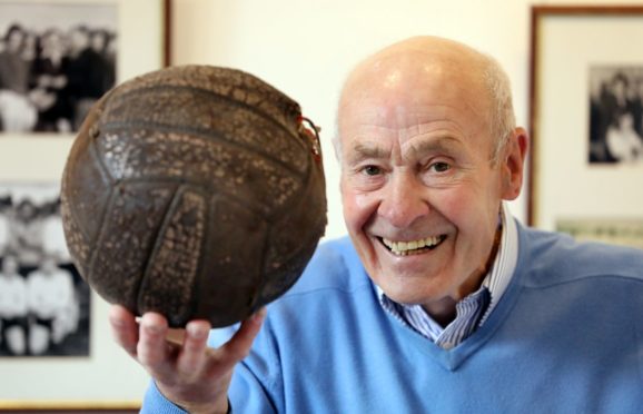 Tommy Will with the match ball from the 1959/60 Scottish Junior  Cup Final