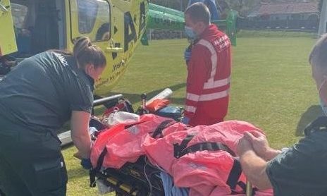 An air ambulance was called to the scene