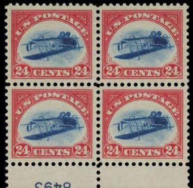 The 24c stamp with inverted aeroplane (Sothebys).