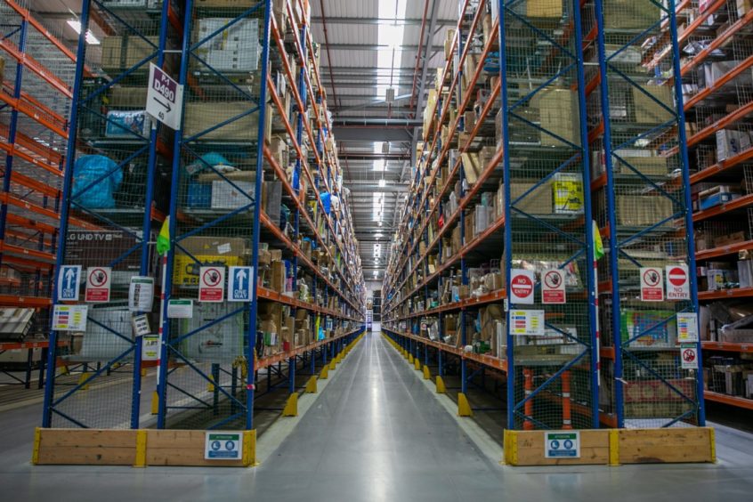 Inside the Amazon warehouse.