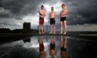 Intrepid Yeabba swimmers pose up in front of Broughty Ferry Castle in 2017.