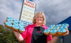 Courier-James Simpson- St Johnstone Doughnuts- CR0028275- Perth-Picture shows: Angela McKinnon of the Tower Bakery in Perth who have been inundated with requests for St Johnstone donuts ahead of their Scottish Cup Final clash with the Hibs this weekend. 
18/05/21-Kenny Smith/ DCT Media