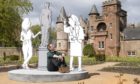 Mick Peter with his Gerroff! sculpture at Hospitalfield.