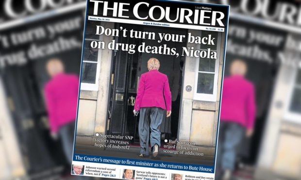 To go with story by Morag Lindsay. Courier leader column Picture shows; Courier front page May 10 2021. Dundee. Supplied by AV Team Date; 10/05/2021