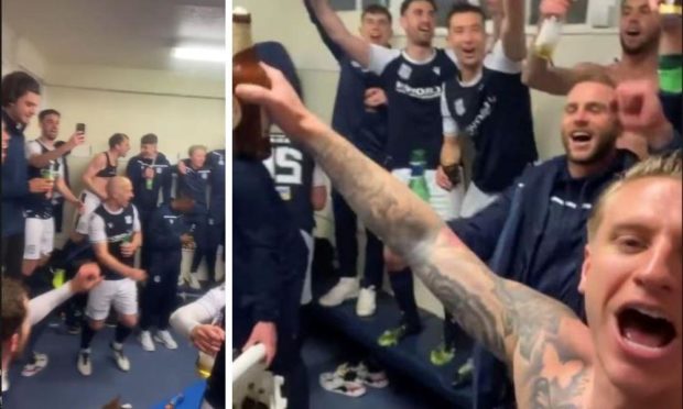 Jason Cummings gave fans a taste of Dundee's promotion party on Instagram.