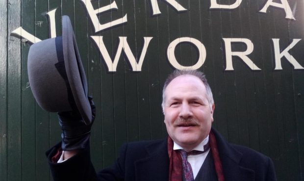 Verdant Works volunteer guide Richard Irvine in costume as a mill manager.