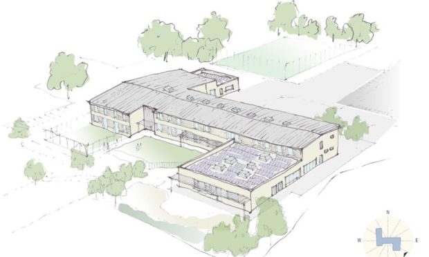 To go with story by Jamie Buchan. Images show how new North Muirton Primary could look. Including map showing where it is going to be built. Picture shows; New North Muirton Primary School. Artists Impression. Supplied by Perth and Kinross Council Date; Unknown