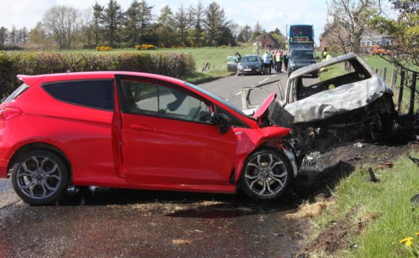 The crash happened on the Arbroath to Brechin road.