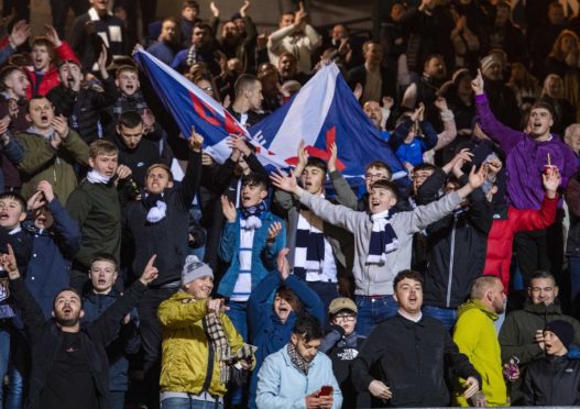 Dundee fans inside Dens Park