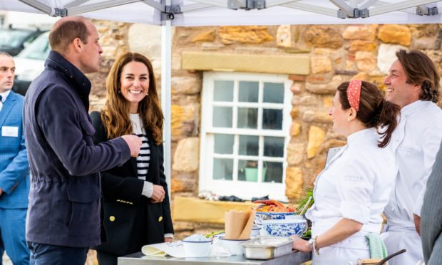 The Duke and Duchess of Cambridge meet Jack and Amy Elles from the Harbour Cafe in Elie.