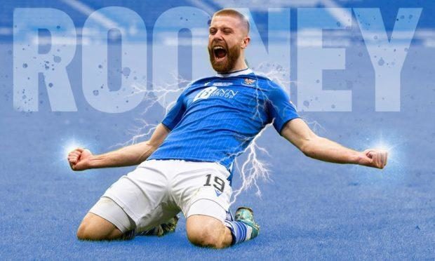 Shaun Rooney celebrating scoring a goal for St Johnstone