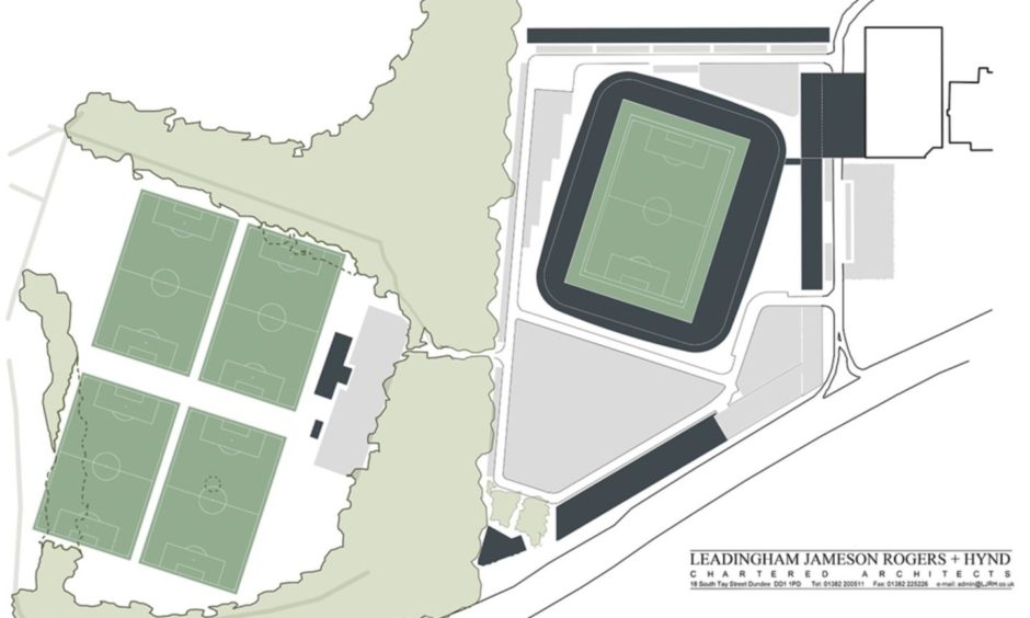 Dundee's proposed stadium plans at Camperdown Park.