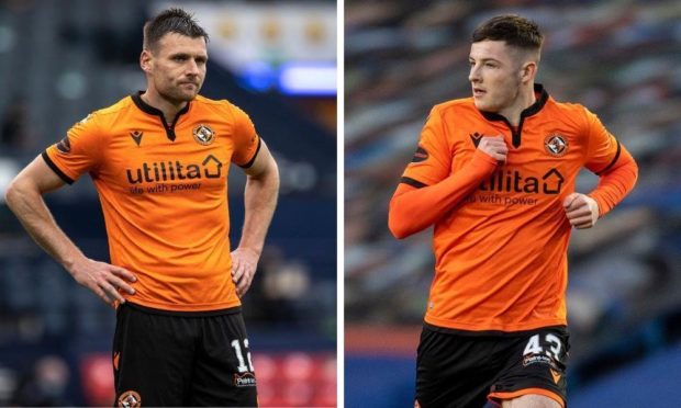 Dundee United defenders Ryan Edwards and Kerr Smith.