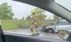 To go with story by Lindsey Hamilton. car went on fire Picture shows; car fire. Ladybank. Supplied by Fife Jammers Date; 28/05/2021