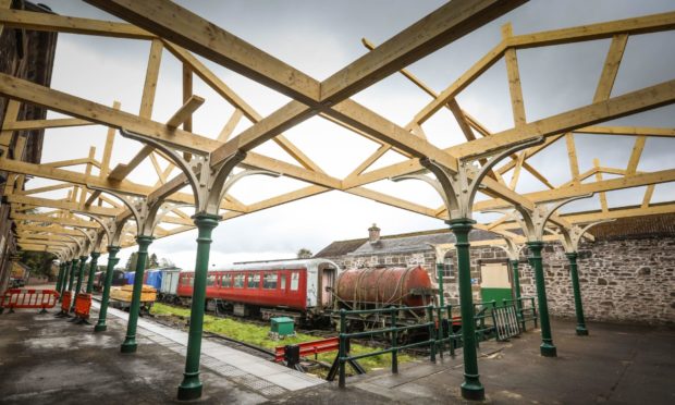 The new canopy under construction at Caledonian Railway in Brechin.