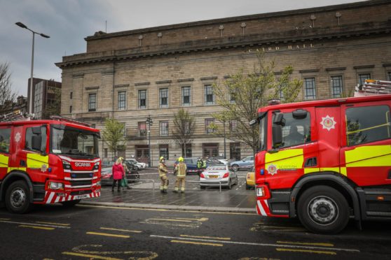 Caird Hall during a recent gas leak.