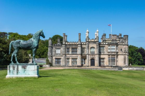 Dalmeny house, mansion and castle in Tudor revival style.