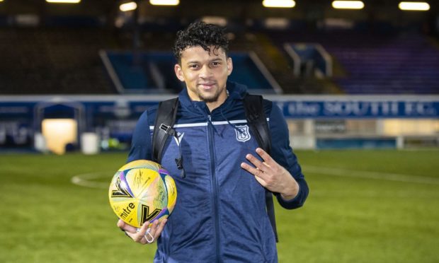 Osman Sow after scoring three at Queen of the South.