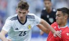Billy Gilmour drives forward against Luxembourg.