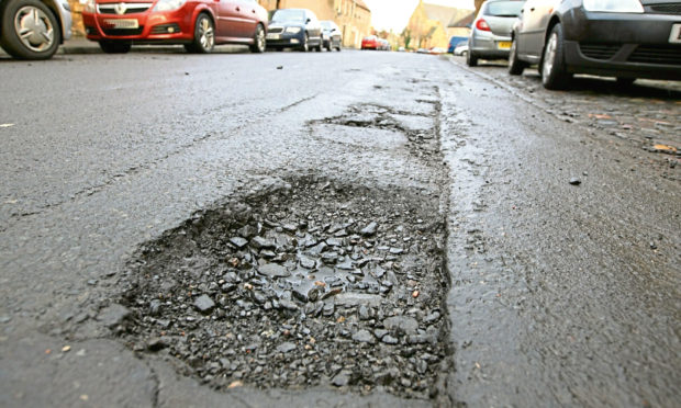 A general view of a pothole in Cupar